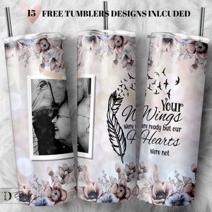 Memorial Tumbler PNG Wrap: Wings Design, 20oz Skinny Sublimation (Digital Download)