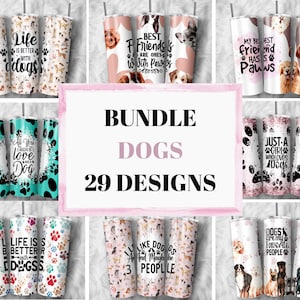 Dog Tumbler Wrap Bundle - 20oz Skinny Tumbler Wrap PNG - Gift for Family - Dogs PNG