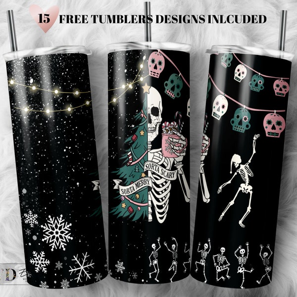 Christmas Tumbler Wrap Sorta Merry Sorta Scary Jolly Vibes Season 20 oz Skinny Tumbler Sublimation, Instant Digital Download PNG