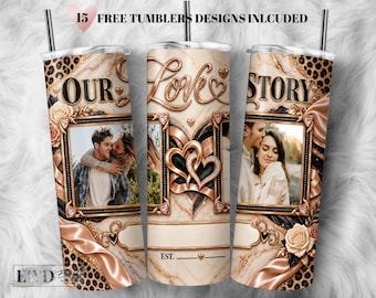 Personalized Couple Photo Tumbler Wrap, Anniversary Gift (PNG File)