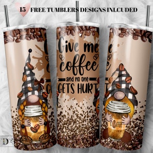Coffee Gnome Tumbler Wrap: 20oz Skinny Sublimation Design (Digital Download)