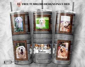 Dog Picture Frame 20 oz Skinny Tumbler Sublimation Design (PNG Digital)