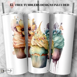 Cupcakes Tumbler Wrap PNG Files Sublimation For 20oz Skinny/Instant download Only