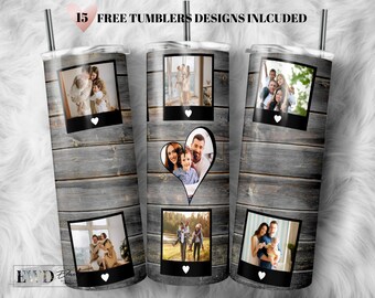 Family Photo Collage Tumbler Template: 20oz Skinny Sublimation (PNG Digital Download)