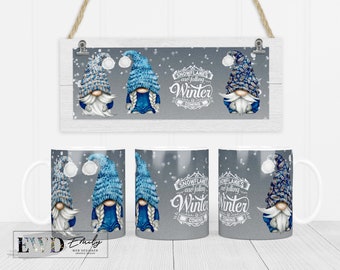 Sjabloon winterkabouters mokomslag: 11 oz en 15 oz koffiemok sublimatie (digitale download)