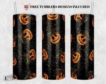 Envoltorio de vaso de calabaza espeluznante: Diseño de sublimación de Halloween (PNG)