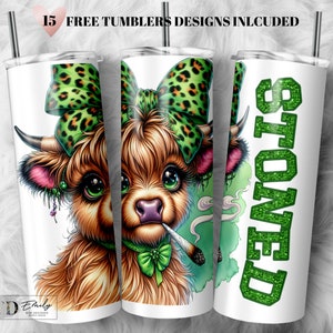 Funny Stoned Highland Cow tumbler, Cow Tumbler Png Sublimation, Skinny Tumbler 20oz, Sarcastic Tumbler PNG, Sublimation Design