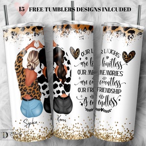 Personalized Best Friend Tumbler Wrap, Best Friend Gifts for Women, Bestie Gifts for Women, Friendship Gifts, Skinny Tumbler 20oz PNG File