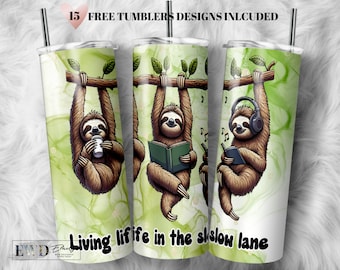 Lustige Faultier 20 Unzen Tumbler Wrap Design (PNG Digital Download)