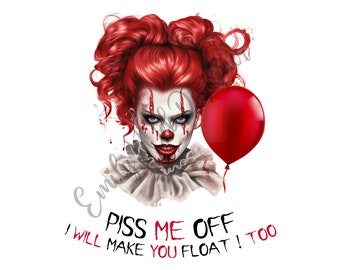 Pagliaccio inquietante PNG: design di sublimazione di film horror (download digitale)