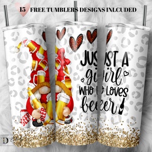 Beer Gnome Tumbler Wrap PNG, Beer Lover, 20 oz Skinny Sublimation Tumbler Designs for Tumbler Digital Download