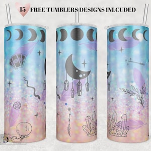 Mystische Mondphasen Tumbler Sublimation Design (PNG Digital Download)