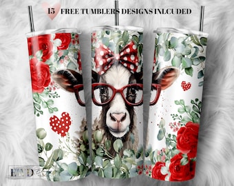 Cute Goat Tumbler Design – Funny 20 oz Skinny Sublimation Wrap (PNG)