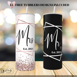 Mr. & Mrs. Wedding 20 oz sublimation tumbler design - Wedding Gift - Commercial use