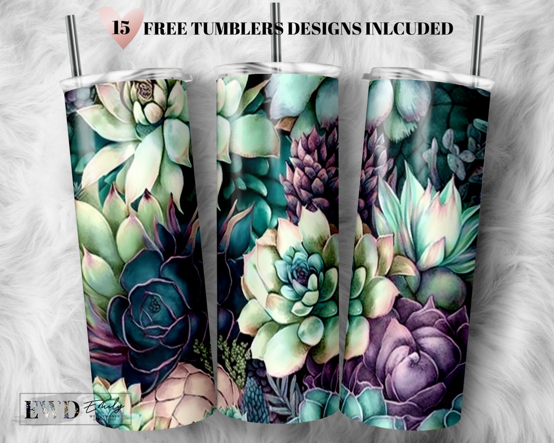 Succulent Tumbler Wrap: 20 Oz Skinny Tumbler Sublimation Design ...