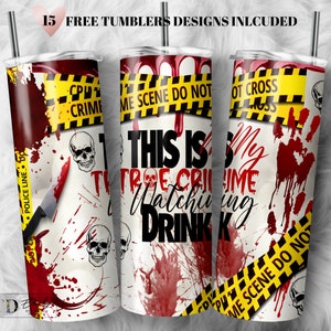 True Crime Tumbler Wrap: Halloween Blood, Yellow Tape (PNG Digital Download)