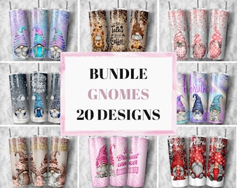 Gnome Tumbler Wrap Bundle - 20 Unzen Skinny Tumbler Wrap PNG - Geschenk für Familie - Gnome PNG