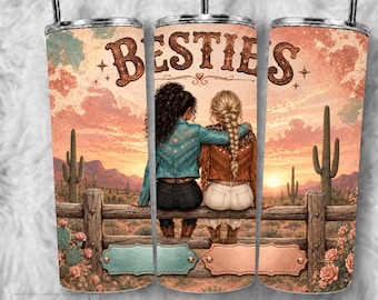 Personalized Bestie Tumbler Wrap, Western Cowgirl Design (Digital Download)