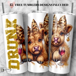 Funny Drunk Highland Cow tumbler, Cow Tumbler Png Sublimation, Skinny Tumbler 20oz, Sarcastic Tumbler PNG, Sublimation Design