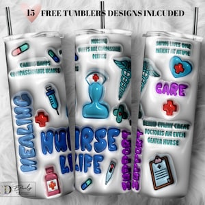 Nurse Tumbler Wrap: Pink Puffy Smiley Face Design (Digital Download)