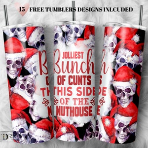 Lustiger sarkastischer Weihnachtsschädel Tumbler Wrap: 20 Unzen dünnes, nahtloses Design (PNG Digital Download)