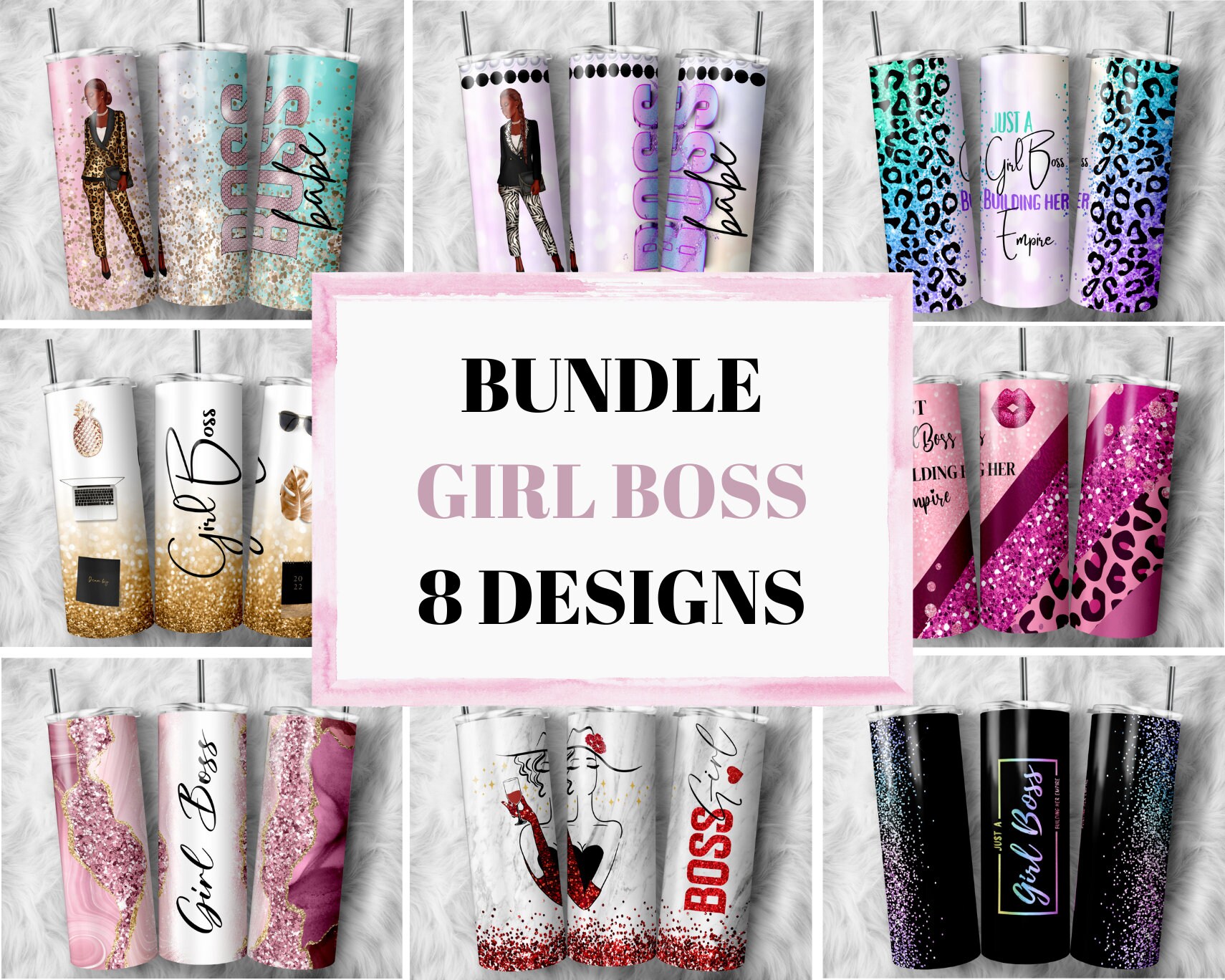Girl Boss Tumbler Bundle Png, Boss Lady Bundle Png | Boss Babe 20 Unzen Skinny Becher Sublimation, Png-Dateien, digitaler Download