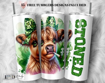 Funny Highland Cow 20oz Tumbler Sublimation Design (PNG)