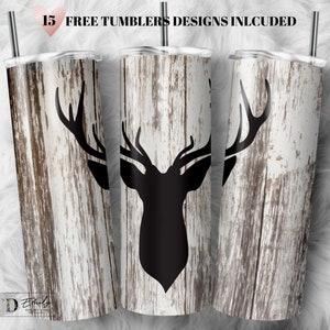 Deer Hunting Tumbler, 20oz Skinny Tumbler Sublimation Designs Wood Hunting Wrap Tumbler - PNG Instant Download