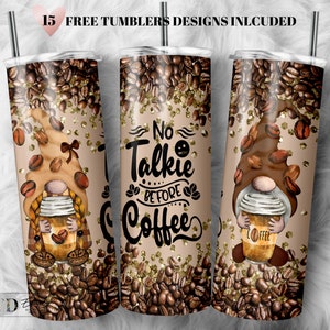 Coffee Gnome Tumbler Wrap: 20oz Skinny Sublimation Design (Digital Download)