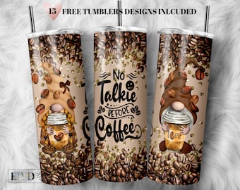Coffee Gnome Tumbler Wrap: 20oz Skinny Sublimation Design (Digital Download)