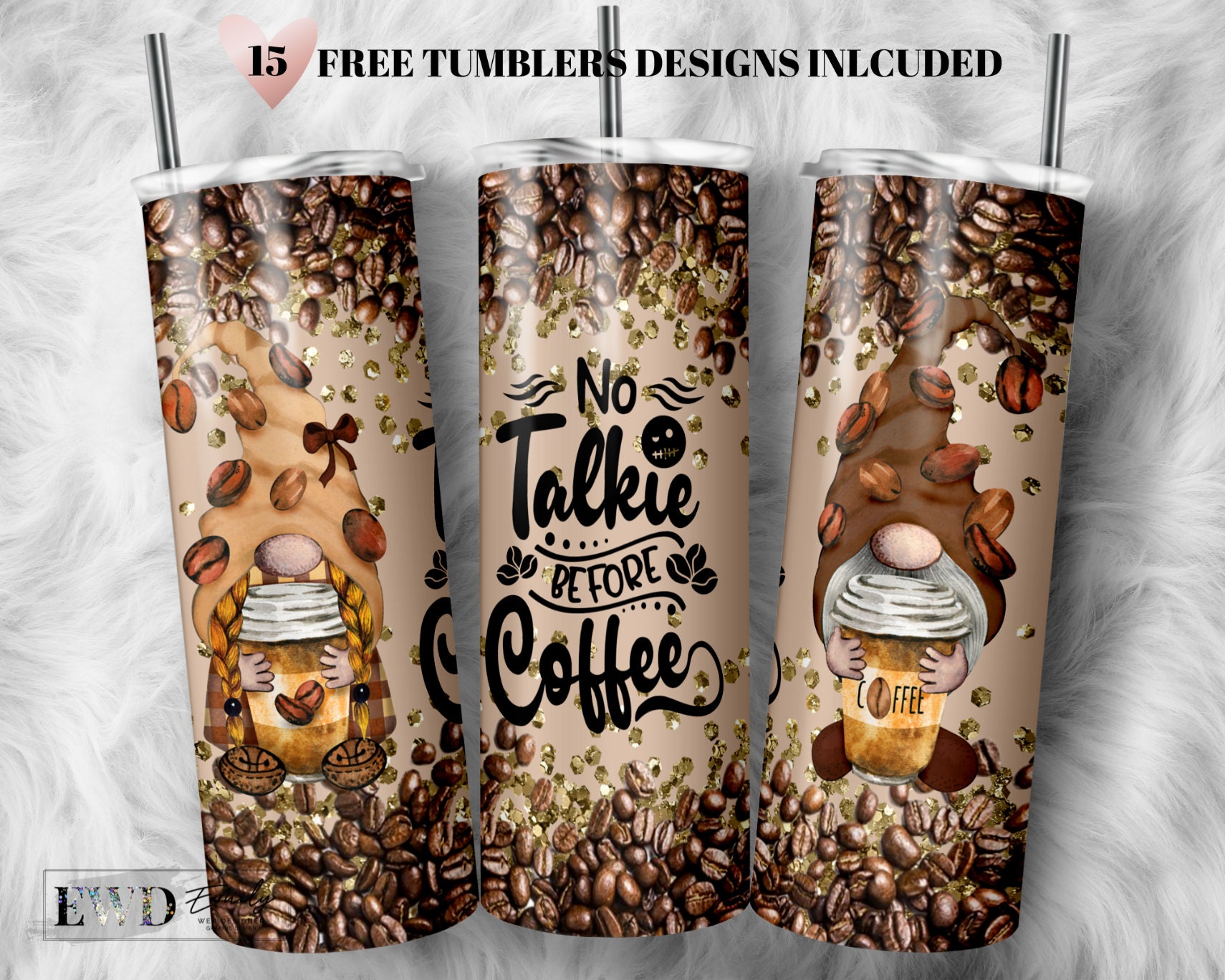 Coffee Gnome Tumbler Wrap PNG Coffee Lover 20 Oz Skinny Etsy Canada