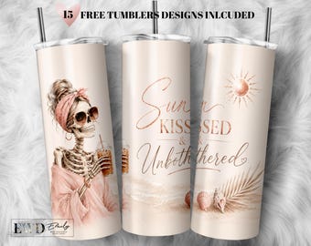 Skeleton Beach Tumbler Wrap, Summer Boho PNG Design (Digital Download)