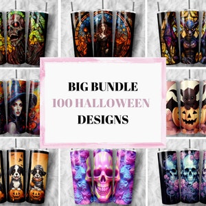 100+ Halloween Sublimation Tumbler Bundle 20 oz Skinny Tumbler Designs, Spooky Fall Kids Straight Tumbler Wrap PNG