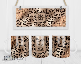 Sublimatiesjabloon voor Rose Gold Leopard Mama-mok (digitale download)