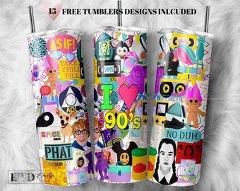 90s Nostalgia Tumbler Design: 20oz Skinny Sublimation (Digital Download)