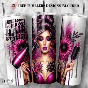 Bombass Hairstylist Tumbler Wrap: Sarkastisches 20 Unzen Skinny Sublimation Design (PNG)
