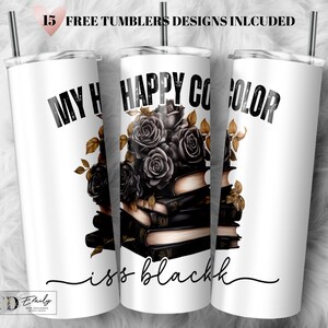 Black Roses Book Tumbler Wrap PNG: 20oz Skinny Sublimation Design (Digital Download)