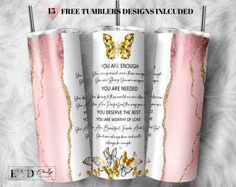 Agate Tumbler Sublimation Design: Motivational Quote (PNG Digital Download)