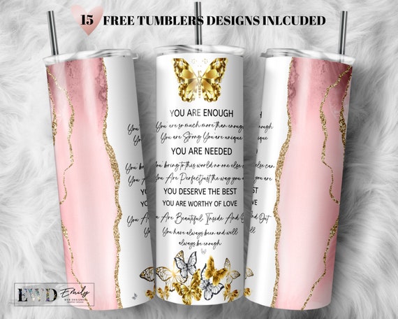 Agate Tumbler Sublimation Design: Motivational Quote (PNG Digital Download)