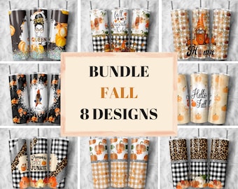 Herbst Becher Png, Dankbar, 8 Png Datei Becher, 20 Unzen Skinny Becher, Herbst Becher Bundle, Kürbis Muster, Becher Sublimation Designs