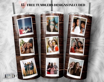 Friends Photo Tumbler Template, Png Sublimation Collage 20oz Skinny Full Wrap Digital Download