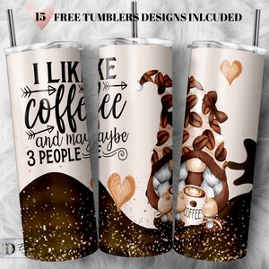 Coffee Gnome Tumbler Wrap: Funny Sarcastic Design (PNG Digital Download)