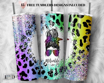 20 OZ Iridescent Leopard Nana Life Sublimation Skinny Tumbler Design ...
