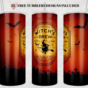 Witches Brew Halloween Drink Co Tumbler, 20oz Skinny Sublimation Full Tumbler Wrap, Halloween Gift - PNG DIGITAL DOWNLOAD