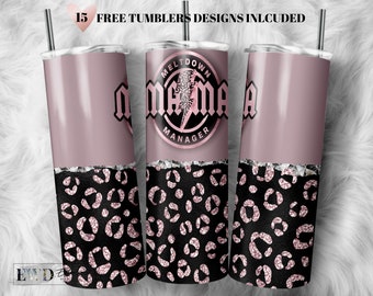 Mama Meltdown Manager Tumbler Design: Leopard Glitter PNG (Digital Download)