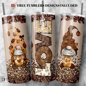 Coffee Gnome Tumbler Wrap: 20oz Skinny Sublimation Design (Digital Download)