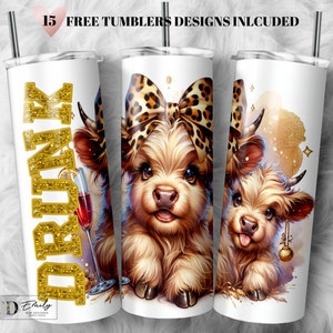 Funny Drunk Highland Cow tumbler, Cow Tumbler Png Sublimation, Skinny Tumbler 20oz, Sarcastic Tumbler PNG, Sublimation Design