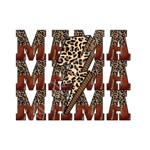 Football Mama Leopard Bolt PNG: Sublimation Design (Digital Download)