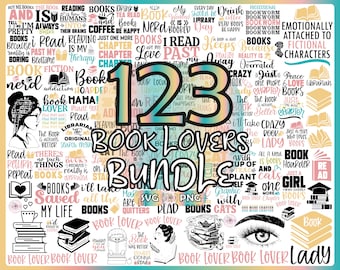 Book Lover SVG Bundle: Reading Clipart, Cut Files (Digital Download)