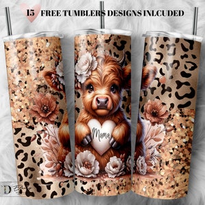 Rose Gold Mama Highland Kuh Becher Wrap: 20 Unzen Skinny Tumbler Sublimation Design (Digitaler Download)